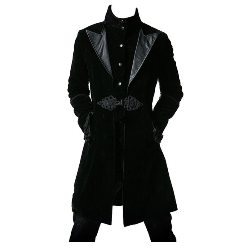 Velvet Coat Men Black Gothic Knot Overcoat Jacket (2025)