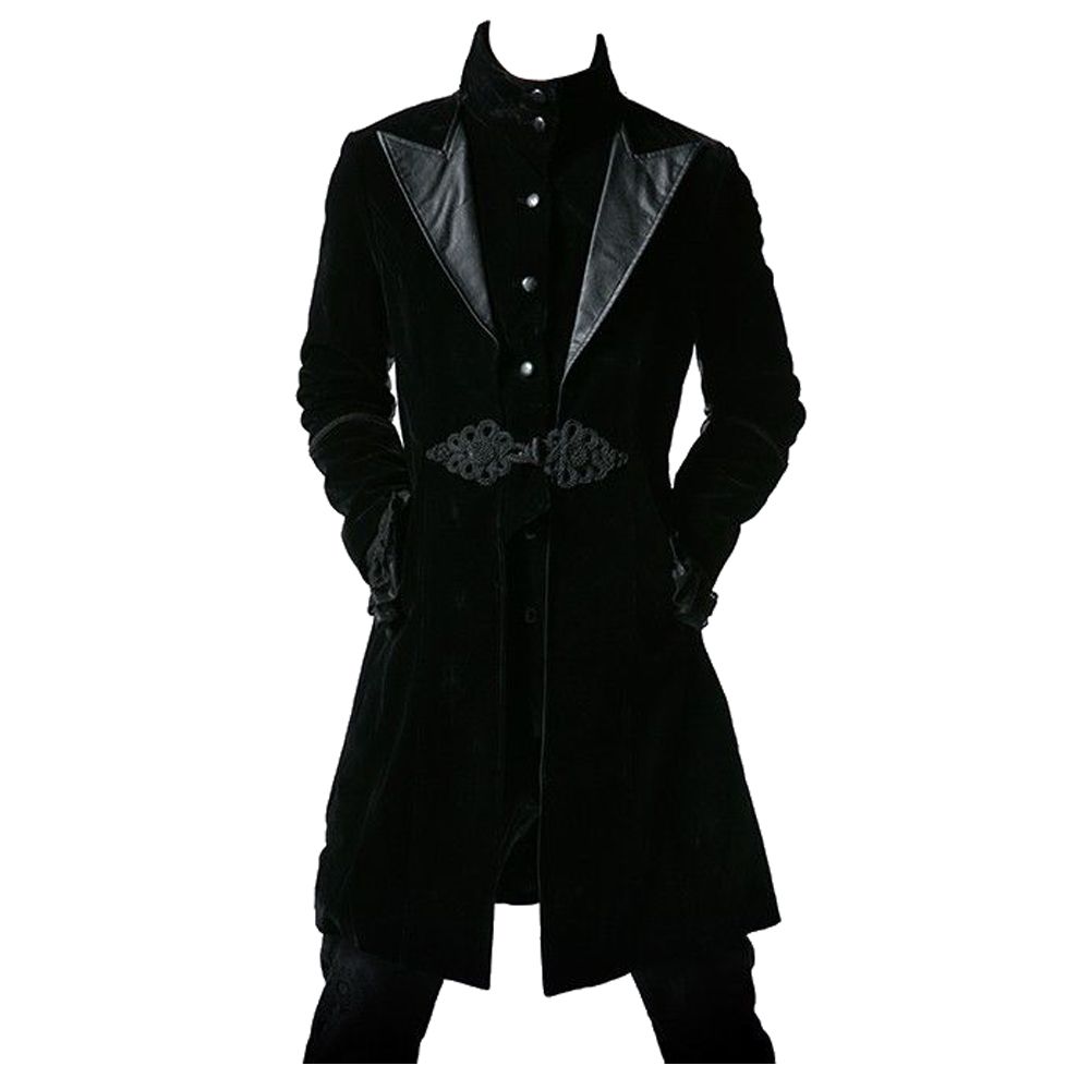 Velvet Coat Men Black Gothic Knot Overcoat Jacket (2025)