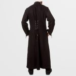 Men Gothic Black Trench Coat with Harness Straps | Transformable Punk Vest Jacket - Image 2