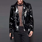 Men Gothic Vinyl PVC Motorcycle Jacket