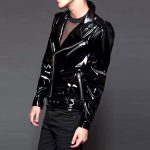 Men Gothic Vinyl PVC Motorcycle Jacket - Image 2