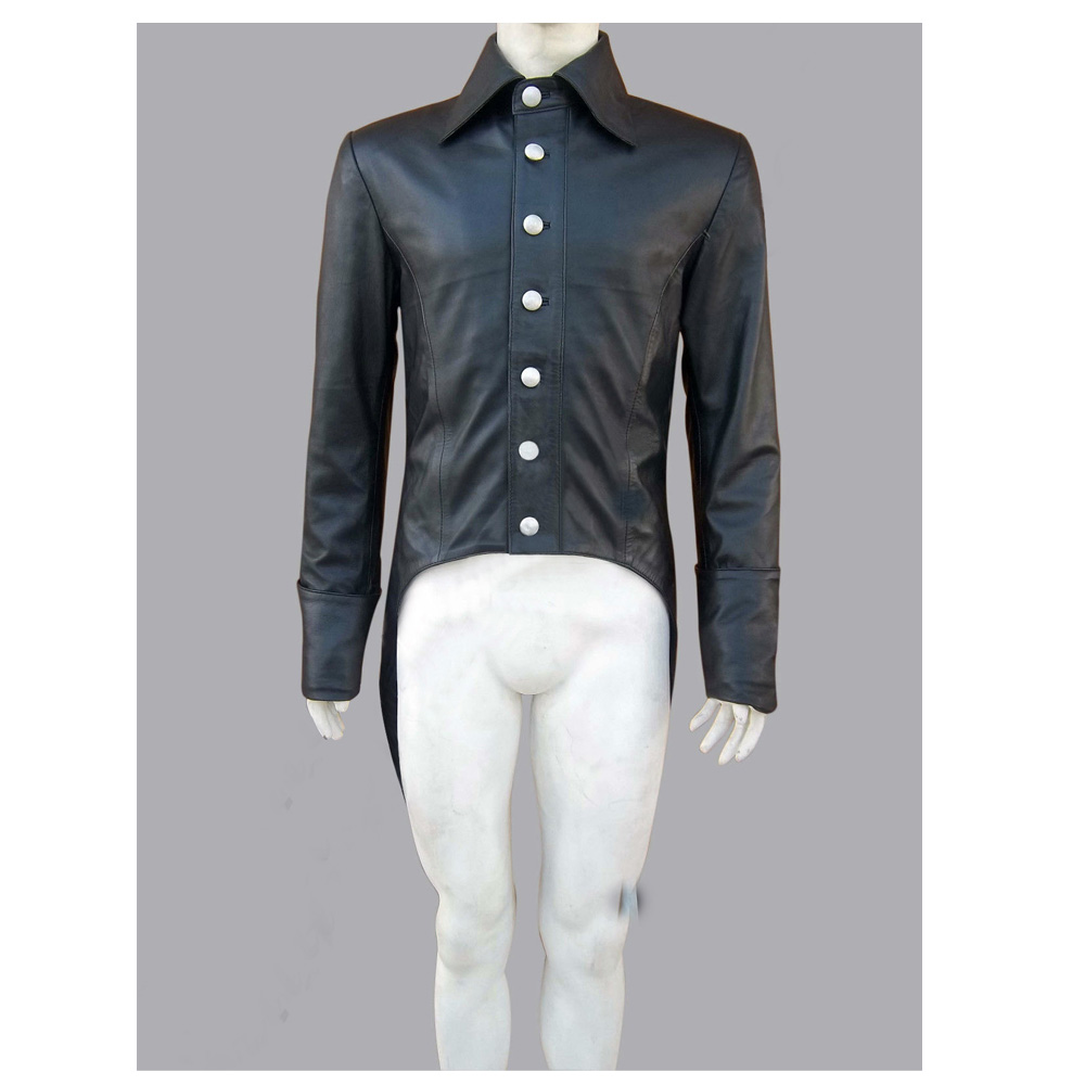 Men’s Gothic Steampunk Tailcoat | Vintage Victorian Leather Cutaway Jacket