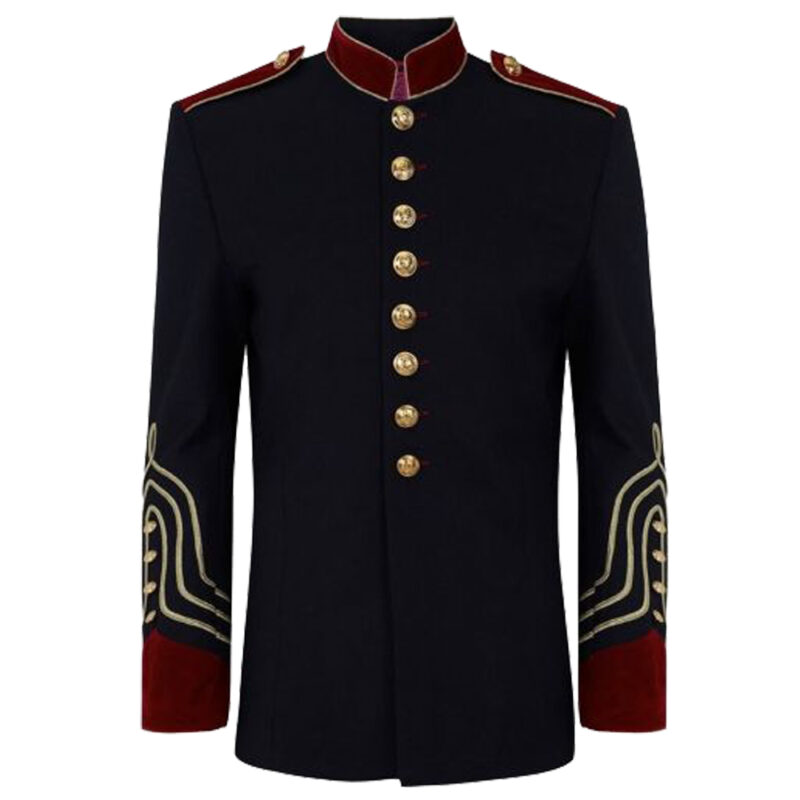 Men’s Military Officer Laces Coat | Gothic Formal Tailcoat with Intricate Detailing