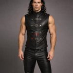 Handmade Gothic Buckle Leather Vest Punk Rock and Steampunk Style