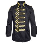 Men Golden Lining Drummer Gothic Jacket Steampunk Black Jacket Hussar Jacket (2025)