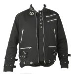 Men Goth Punk Black Jacket Bondage Gothic Eyelet Biker Jacket Fetish Military Jacket - Image 2