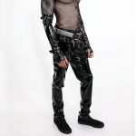 Men Gothic Skinny PVC Vinyl Pants | Black Vinyl Stretch Jeans - Image 2
