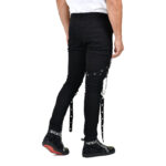 Men Gothic Black Crosszip Pants with Chain & Buckle Straps - Image 2