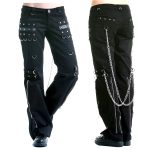 Men Gothic Black Zipper Chain Pant