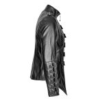 Handmade Men Gothic Heavy Fashion Jacket Pu Leather Military Jacket Uniform Halloween Costume - Image 2