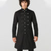 Men’s Gothic Military Officer Coat | Black Long Trench Jacket for Steampunk & Cosplay Fashion