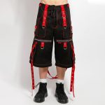Tripp NYC X-Strap Zip Off Pants | Black/Red Bondage Pants with Detachable Legs - Image 3