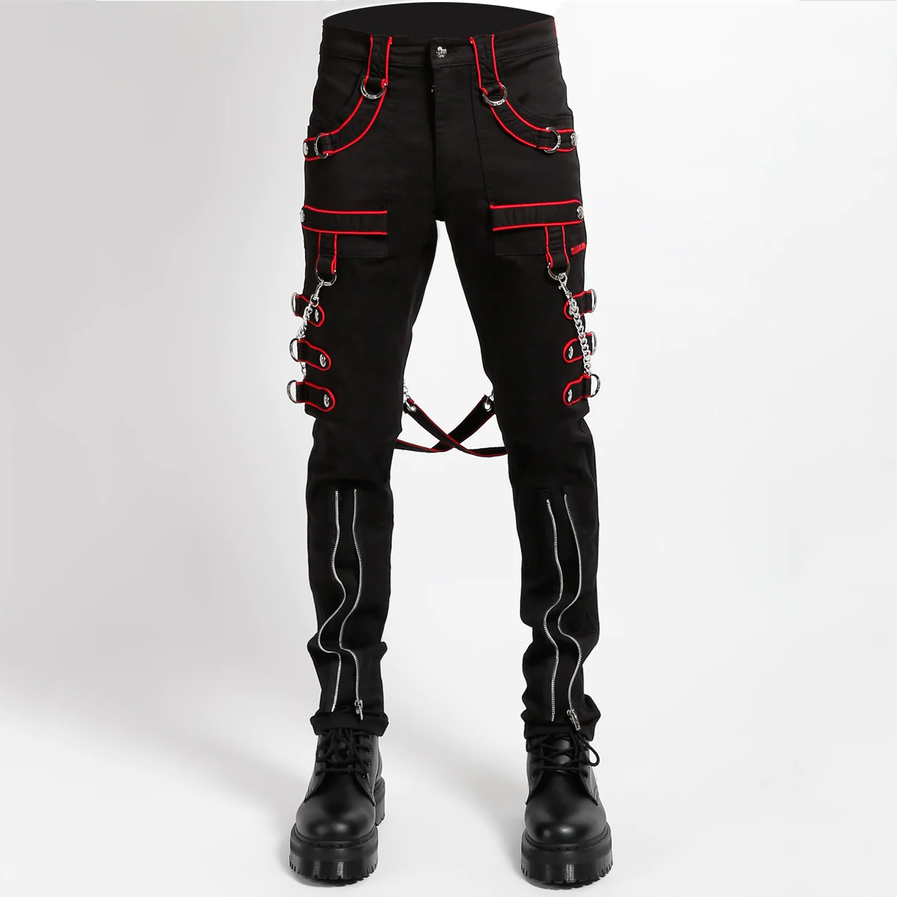 Men Gothic Pant Trippe Band Pant Black and Red Trims Pants Emo Punk Pant (2025) Men Gothic Pant Trippe Band Pant Black and Red Trims Pants Emo Punk Pant (2025)