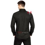 Men Black Gothic Punk Handsome Fitted Shirt - Image 2