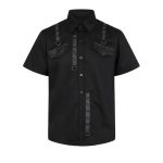 Men Short Sleeve Gothic Shirt Black Axl Shirt With D-rings Style (2025)