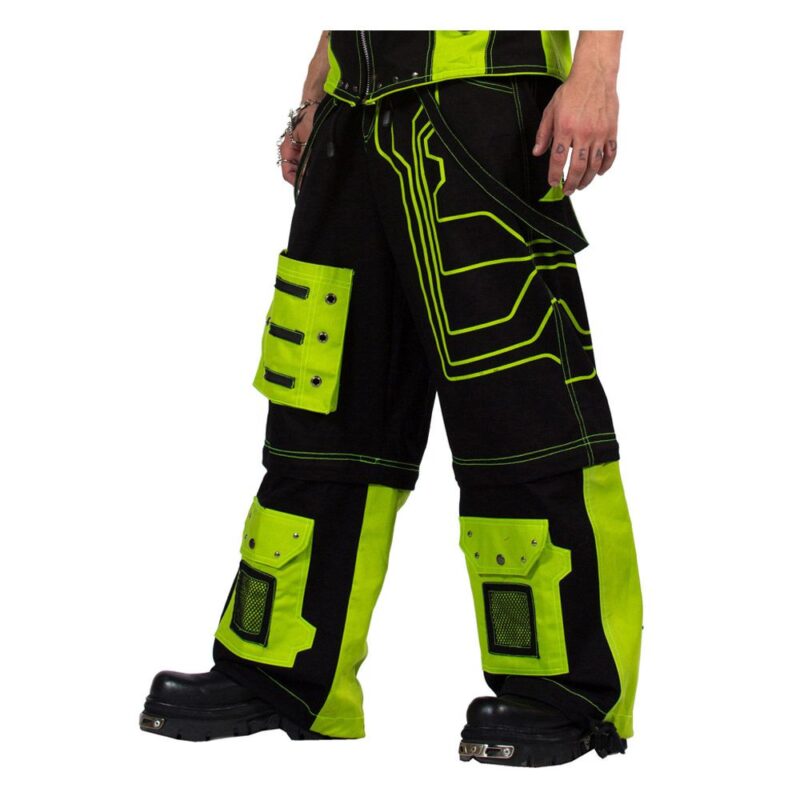 Men Gothic Cyber Punk Baggy Trousers | Black & Green Alternative Pants