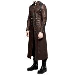 Men Long Leather Coat Gothic Plus Size Trench Coat Adjustable Straps - Image 2