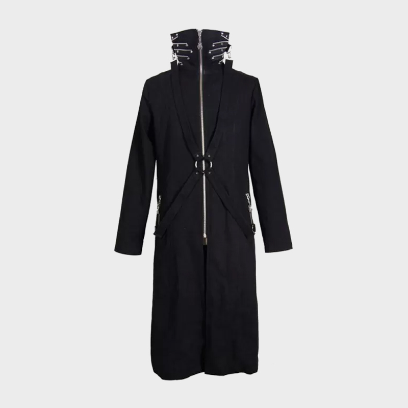 Men’s Punk Rock Windbreaker Coat | Gothic Streetwear With Stand Collar