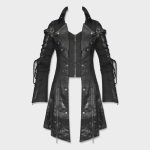 Men Steampunk Military Long Coat | Men Gothic Punk Poison Black Officer Jacket