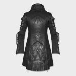 Men Steampunk Military Long Coat | Men Gothic Punk Poison Black Officer Jacket - Image 2