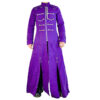Men Pinhead Hellraiser Purple Long Gothic Coat | Men Bondage Trench Coat