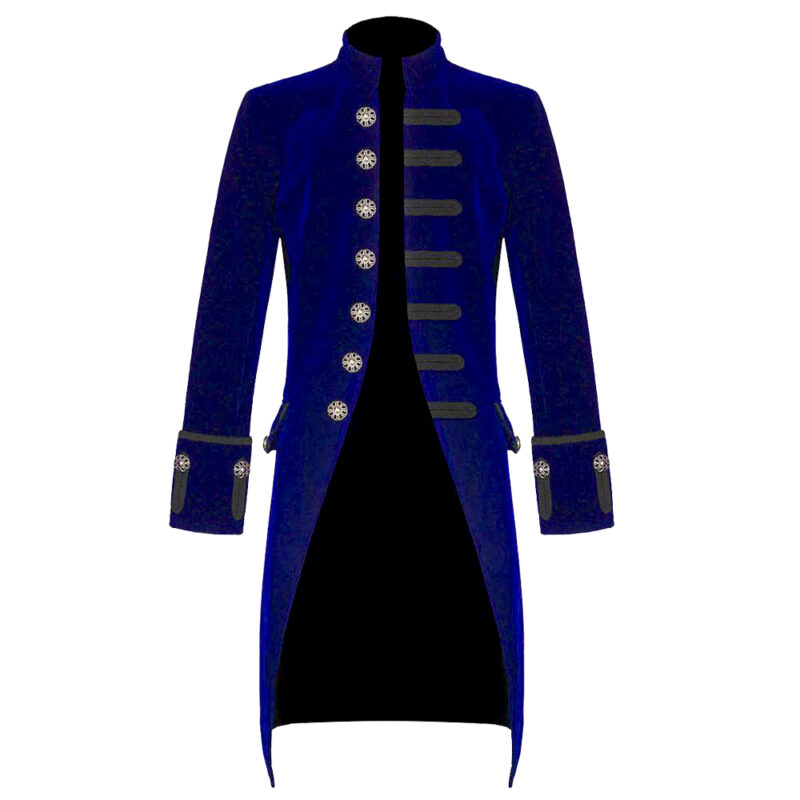 Men Royal Blue Velvet Steampunk Gothic Tailcoat | Victorian Gothic Frock Coat