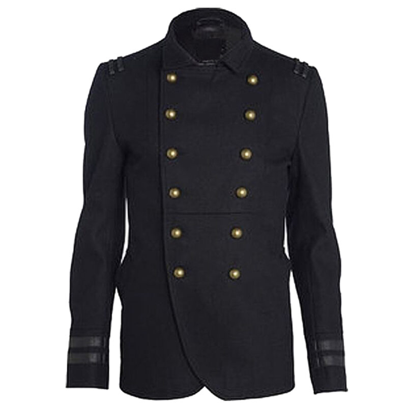 Men’s Military Style Wool Officer Coat | Gothic Wool Trench Coat
