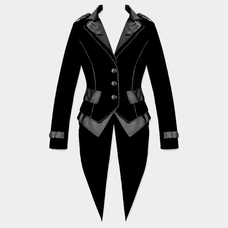 Men's Gothic Victorian Black Velvet Tailcoat