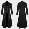 Men Gothic Pirates Steampunk Military Long Coat | Victorian Cotton Trench Coat