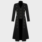 Men Gothic Pirates Steampunk Military Long Coat | Victorian Cotton Trench Coat - Image 3