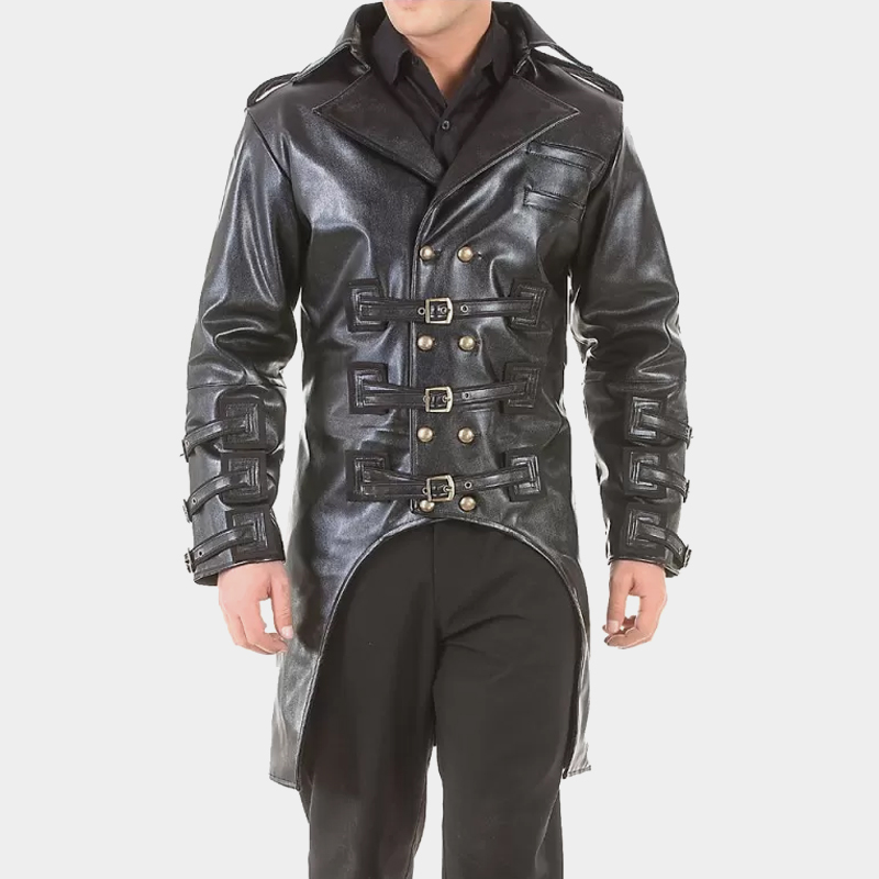 Men's Post-Apocalyptic Steampunk Trench Coat | Gothic Long Cotton Jacket for Cosplay & Streetwear