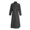 Men Psycho Guard Gothic Long Coat | Men Industrial Trench Coat with Rivets, Zippers & Buckle Straps