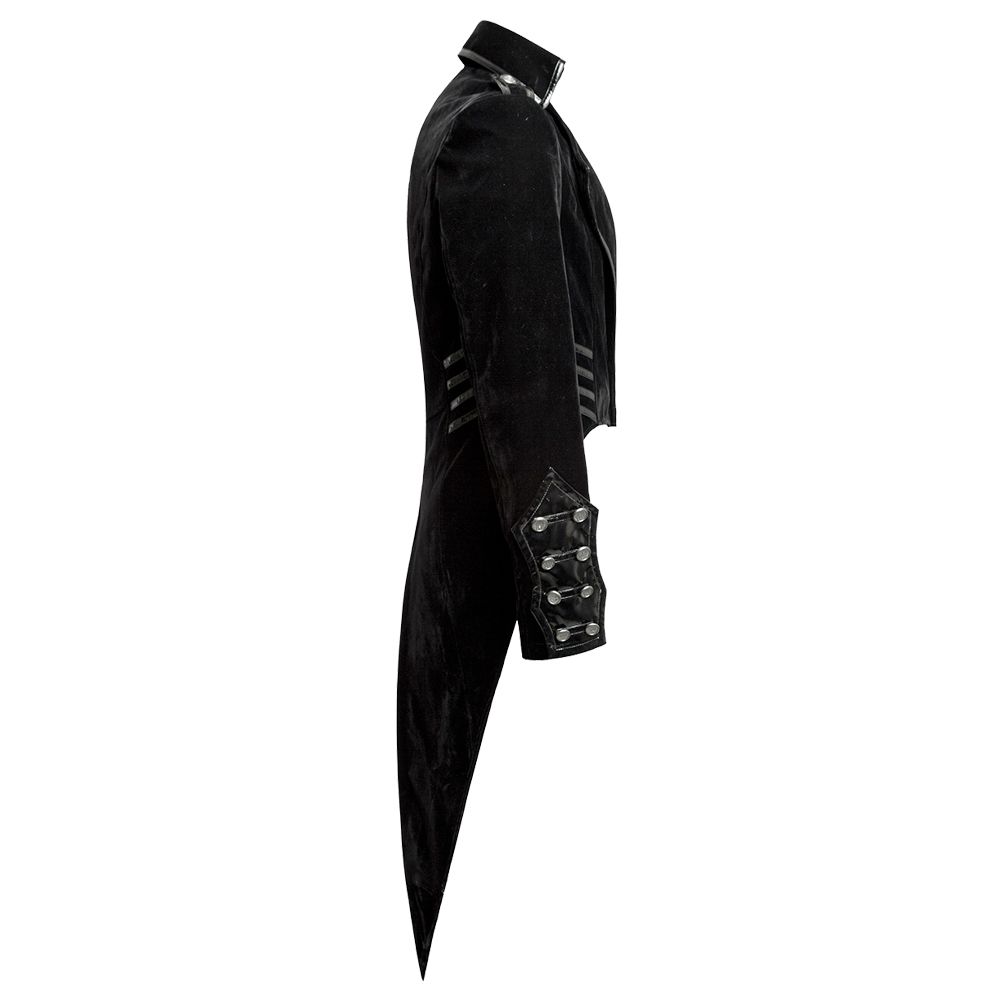Men Gothic Tailcoat Black Velvet Gothic Steampunk Coat Vampire Swallowtail Tailcoat - Image 3