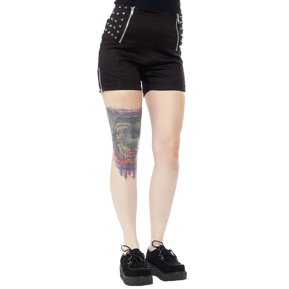 Women’s Punk Rock Gothic Shorts with Spikes - Image 4