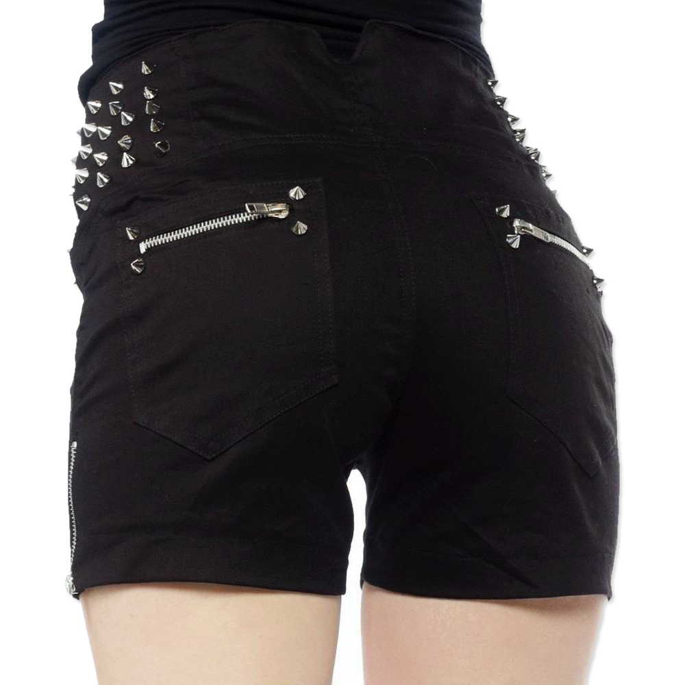 Women’s Punk Rock Gothic Shorts with Spikes - Image 3