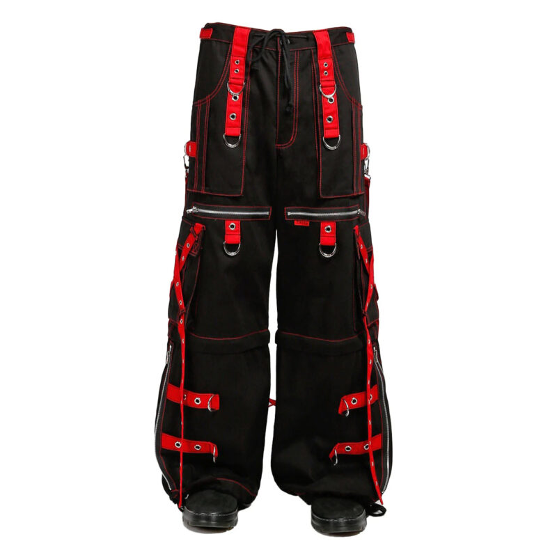 Tripp NYC X-Strap Zip Off Pants | Black/Red Bondage Pants with Detachable Legs