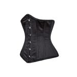 Black Satin Longline Underbust Corset | Steel-Boned Gothic Waist Trainer - Image 2