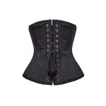Black Satin Longline Underbust Corset | Steel-Boned Gothic Waist Trainer - Image 3