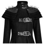 Women Gothic Spiked Shoulder Long Coat | Steampunk Punk Black Trench - Image 3