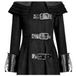 Women Gothic Spiked Shoulder Long Coat | Steampunk Punk Black Trench - Image 5