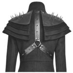 Women Gothic Spiked Shoulder Long Coat | Steampunk Punk Black Trench - Image 6