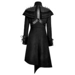 Women Gothic Spiked Shoulder Long Coat | Steampunk Punk Black Trench - Image 2