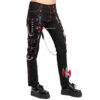 Women Gothic Pants | Punk Fashion Black Trousers with Red Thread Stitching