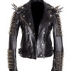 Women’s Spike Black Genuine Leather Gothic Jacket | Studded Punk Style