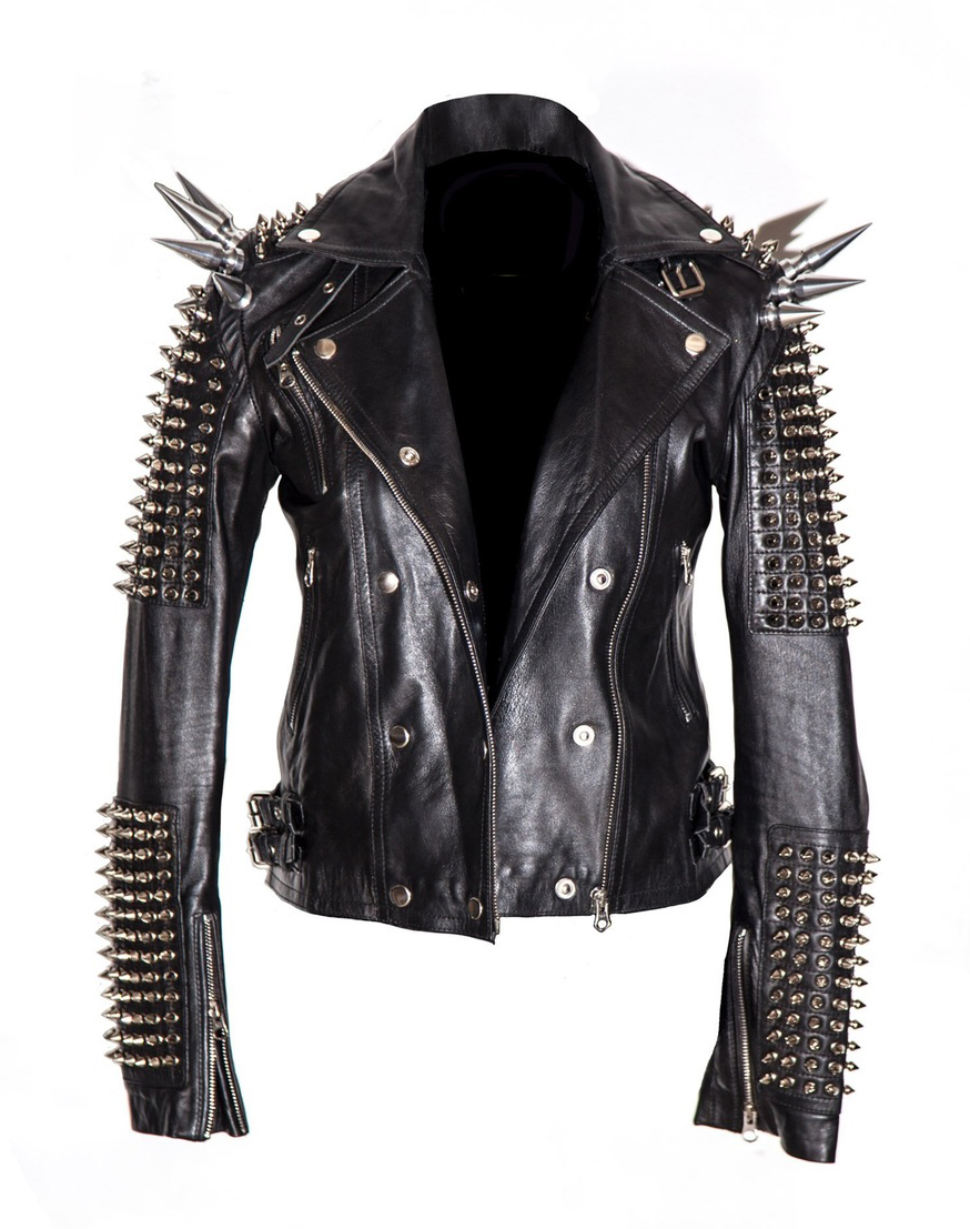 Women’s Spike Black Genuine Leather Gothic Jacket | Studded Punk Style