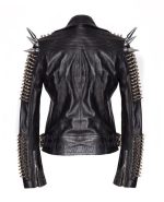 Women Spike Black Leather Gothic Jacket | Studded Punk - Image 2