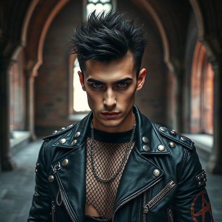 men gothic punk jacket gothic attitude