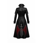 Women Gothic Black Leather Trench Coat