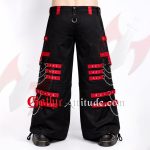 Men Black & Red Gothic Cargo Pants with Straps