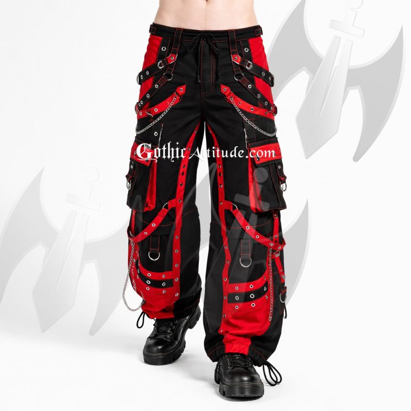 Gothic Red & Black Cargo Pants